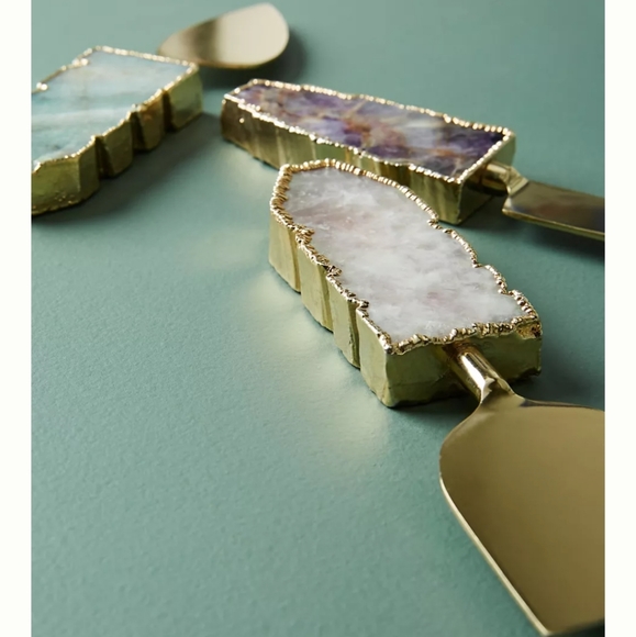 Anthropologie Agate Cheese Knives, set of 3 - Picture 3 of 7
